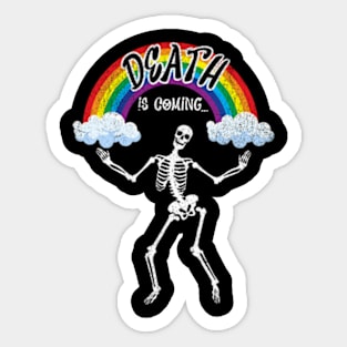 Death is Coming Funny Dancing Skeleton Goth Emo Punk Sticker